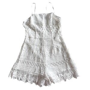 Kendall & Kylie White Lace Romper Beach Feminine Summer Boho S Cottagecore Y2K